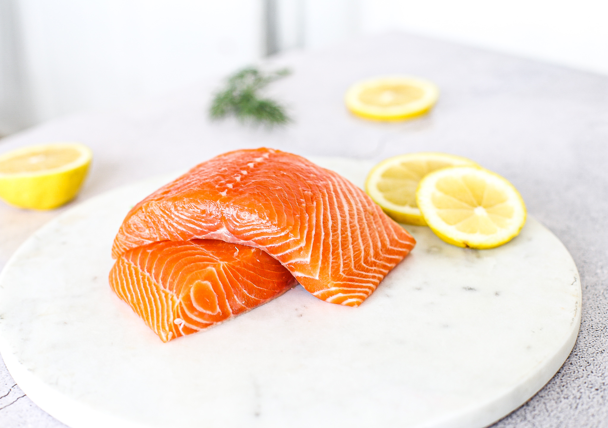 a delicious, perfectly cooked salmon fillet with the skin off